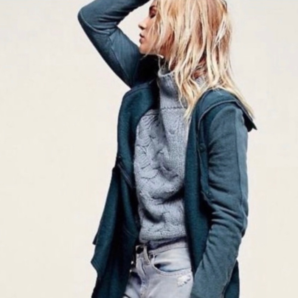 Free People Wool Blend Blue Green Boho Jacket Women’s XS
